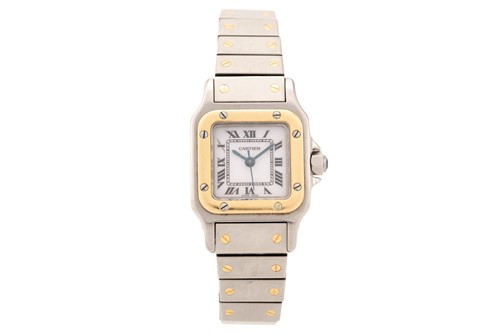 Lot 406 - A Cartier Santos steel and gold ladies...