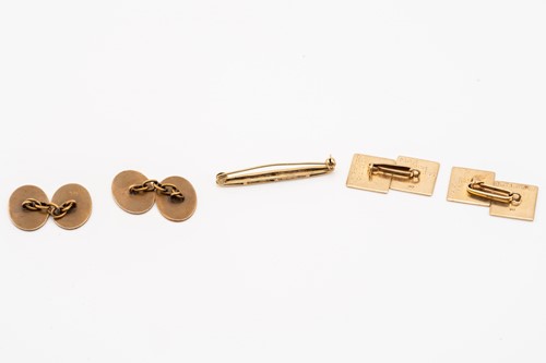 Lot 50 - A 9ct gold and diamond tie pin, fitted with...