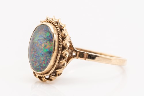 Lot 169 - A suite of composite opal jewellery in 9ct...