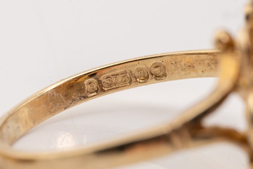 Lot 135 - Five gold rings; including a yellow metal and...