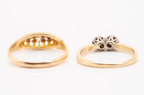 Lot 221 - Two 18ct gold diamond-set rings; consisting of...