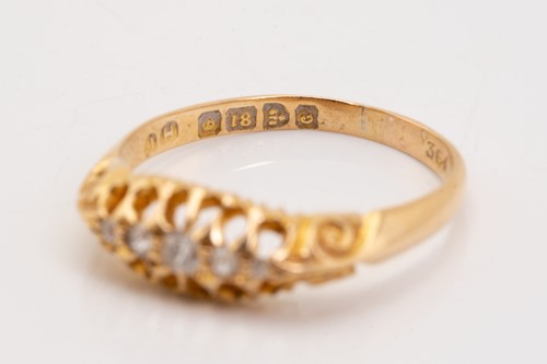 Lot 221 - Two 18ct gold diamond-set rings; consisting of...
