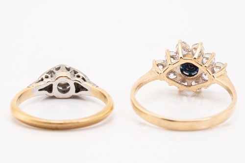 Lot 229 - A single stone diamond ring and a sapphire and...