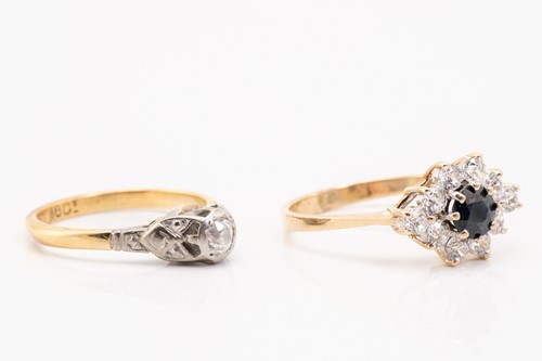 Lot 229 - A single stone diamond ring and a sapphire and...