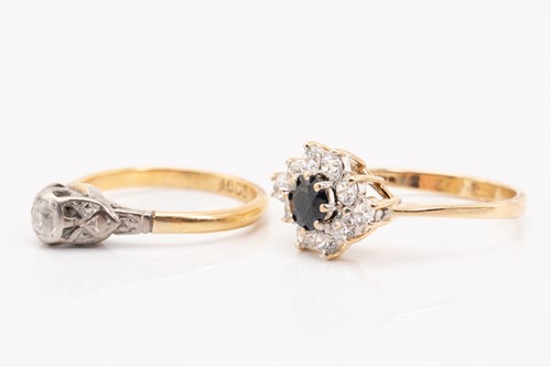 Lot 229 - A single stone diamond ring and a sapphire and...