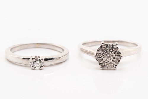 Lot 43 - A single stone diamond ring and a diamond...
