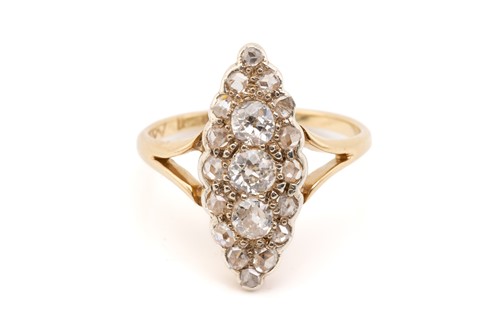 Lot 177 - A Victorian navette diamond cluster ring...