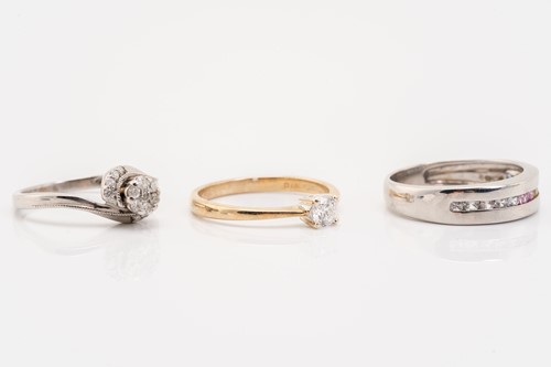 Lot 41 - Two diamond set rings and a multi-coloured...