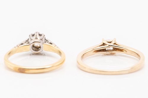 Lot 11 - Two single-stone diamond rings, the first...