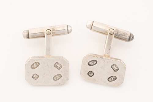 Lot 102 - A pair of Mappin & Webb silver cufflinks, a...