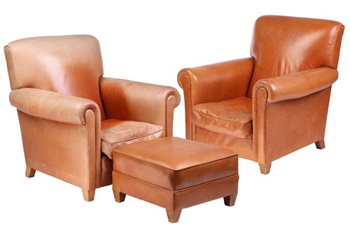 Lot 144 - A pair of Conran Shop "Bolivar" tan hide...