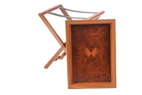 Lot 181 - David Linley; an English walnut folding tray...