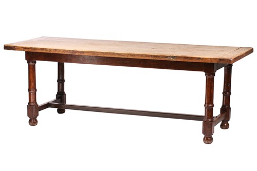 Lot 108 - A French rustic oak farmhouse table, 19th...