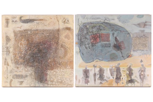 Lot 37 - Hussein Salim (b.1966) Sudanese, two abstract...