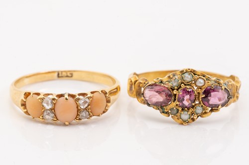 Lot 5 - Two 19th-century gem-set rings; the first...