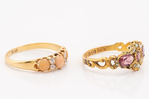 Lot 5 - Two 19th-century gem-set rings; the first...