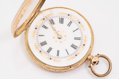Lot 415 - A ladies Edwardian 14K gold pocket watch, the...