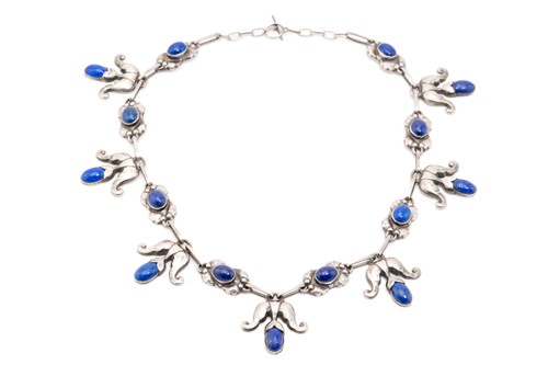 Lot 330 - Georg Jensen - A necklace set with lapis...