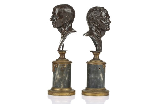 Lot 161 - A pair of 19th-century hollow cast bronze...