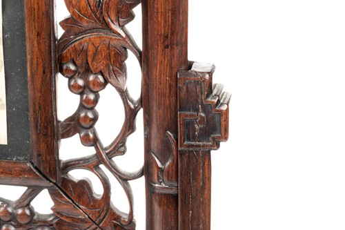 Lot 81 - A Chinese Hongmu table screen, late Qing, the...