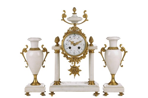 Lot 202 - A Louis XVI style ormolu and white marble...