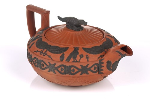 Lot 232 - A Wedgwood rosso antico teapot and cover,...