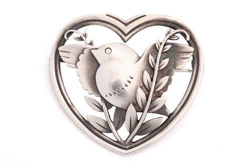 Lot 300 - Georg Jensen - a heart-shaped brooch,...