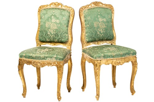 Lot 122 - A pair Louis XV style carved wood and gilt...