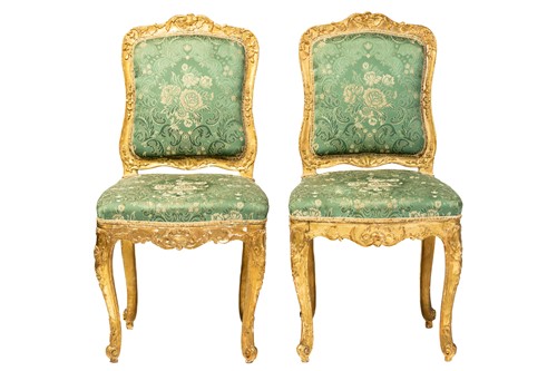 Lot 122 - A pair Louis XV style carved wood and gilt...