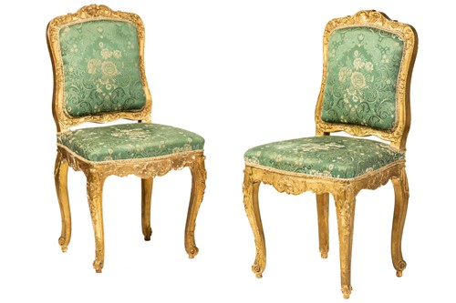 Lot 122 - A pair Louis XV style carved wood and gilt...