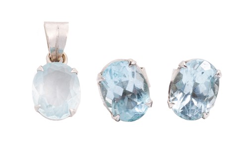 Lot 168 - A pair of topaz earrings and a matching...