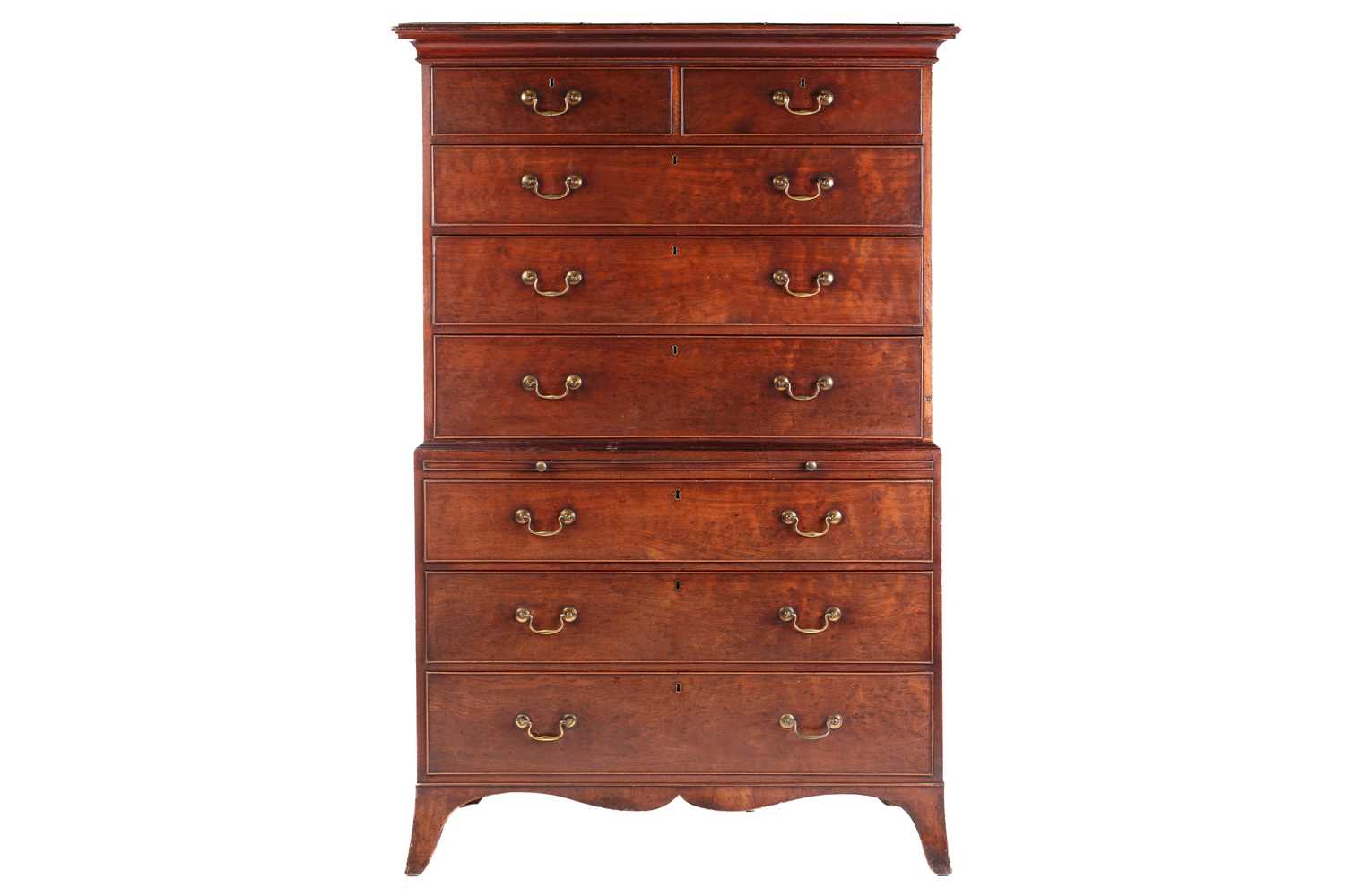Lot 118 - A George III plum mahogany chest on chest, the...
