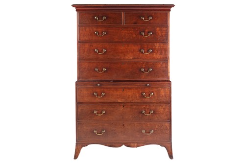 Lot 118 - A George III plum mahogany chest on chest, the...