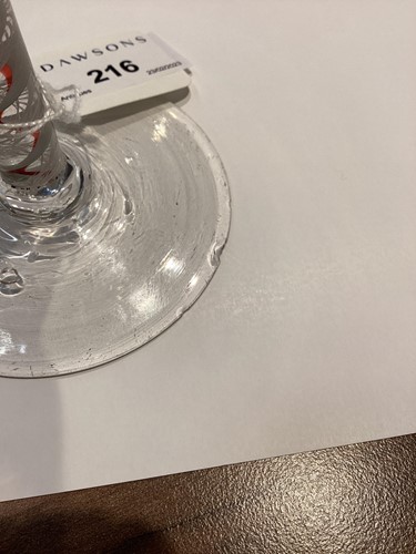 Lot 216 - An 18th-century ale glass, the shaped bowl...