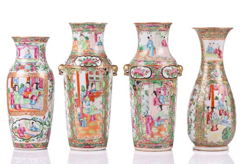 Lot 115 - A pair of Chinese Canton enamel vases, circa...