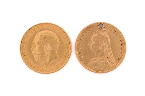 Lot 323 - Two gold half sovereigns, comprising a...