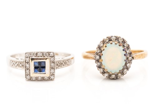 Lot 86 - Two gem-set diamond cluster rings in gold;...
