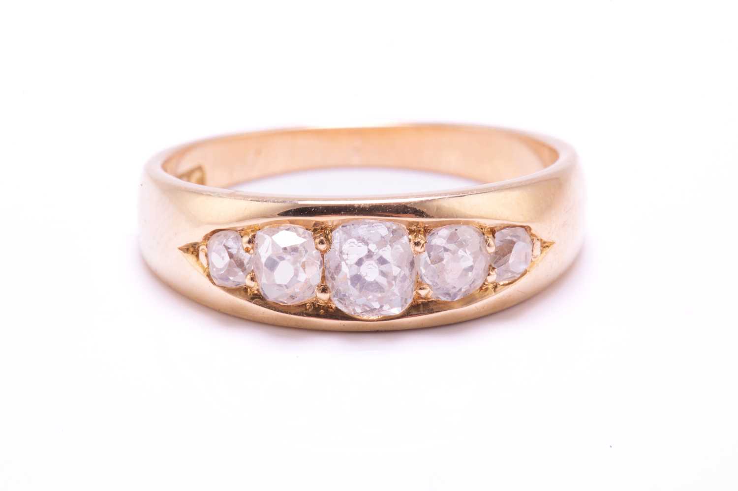 Lot 43 - A five-stone old-cut diamond ring,...