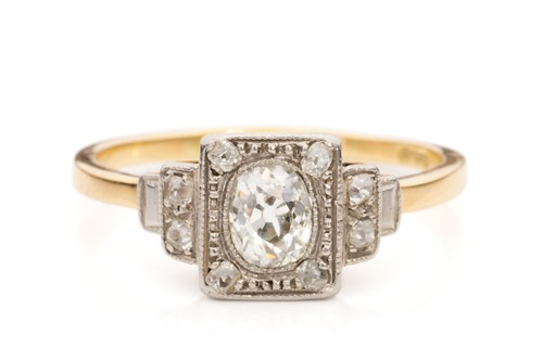 Lot 216 - An Art Deco-style old-cut diamond dress ring,...