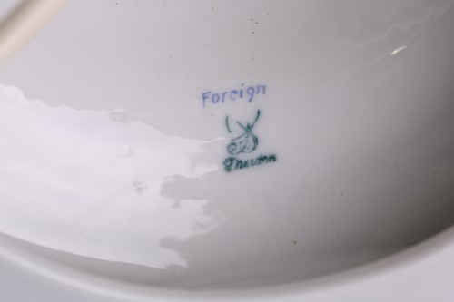 Lot 176 - Two large Dresden porcelain column table lamps...