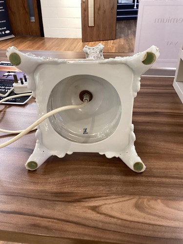 Lot 176 - Two large Dresden porcelain column table lamps...