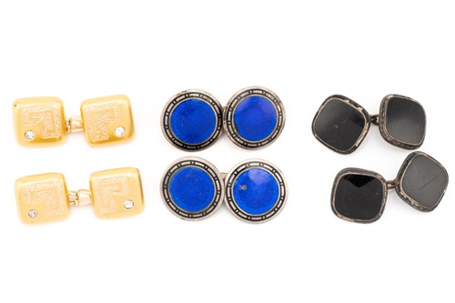 Lot 156 - A pair of diamond-set cufflinks and two other...