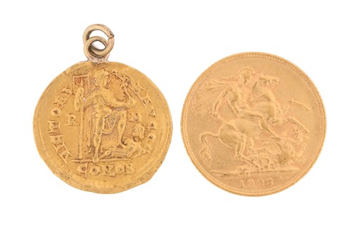 Lot 252 - A British sovereign gold coin and a Byzantine...