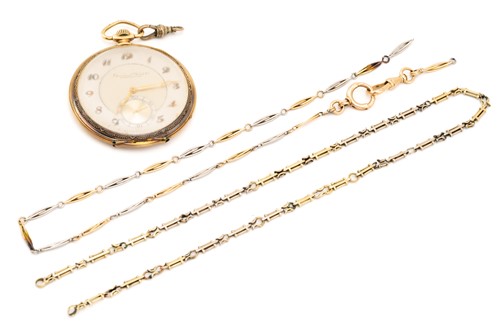 Lot 404 - An IWC 14ct gold open face pocket watch, the...