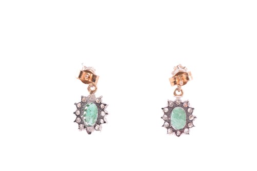Lot 36 - Two pairs of gem-set drop earrings; comprising...