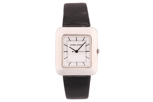 Lot 293 - A Georg Jensen silver wristwatch ref: 354,...