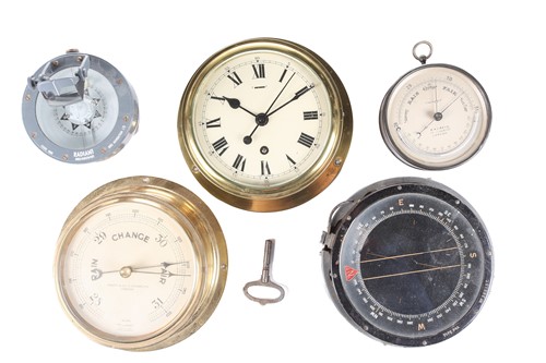 Lot 244 - An early 20th century brass cased ships clock,...