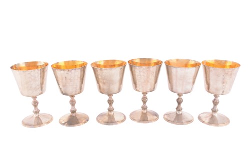 Lot 426 - A set of six silver wine goblets, London 1974...