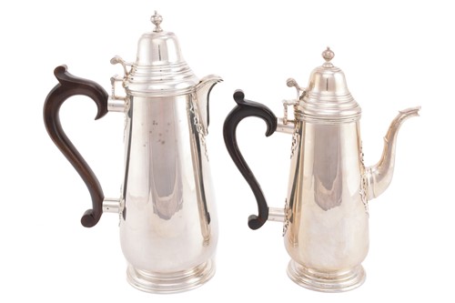 Lot 477 - A silver hot water jug and coffee pot, London...