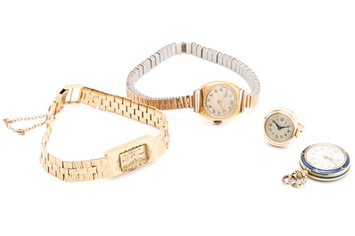 Lot 400 - A collection of ladies watches including a 9ct...